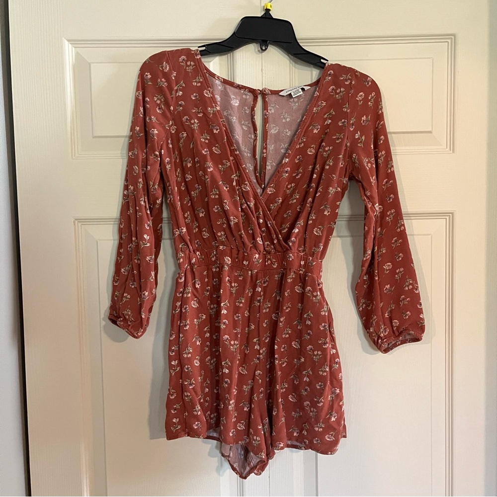 American Eagle Outfitters Terracotta Floral Romper